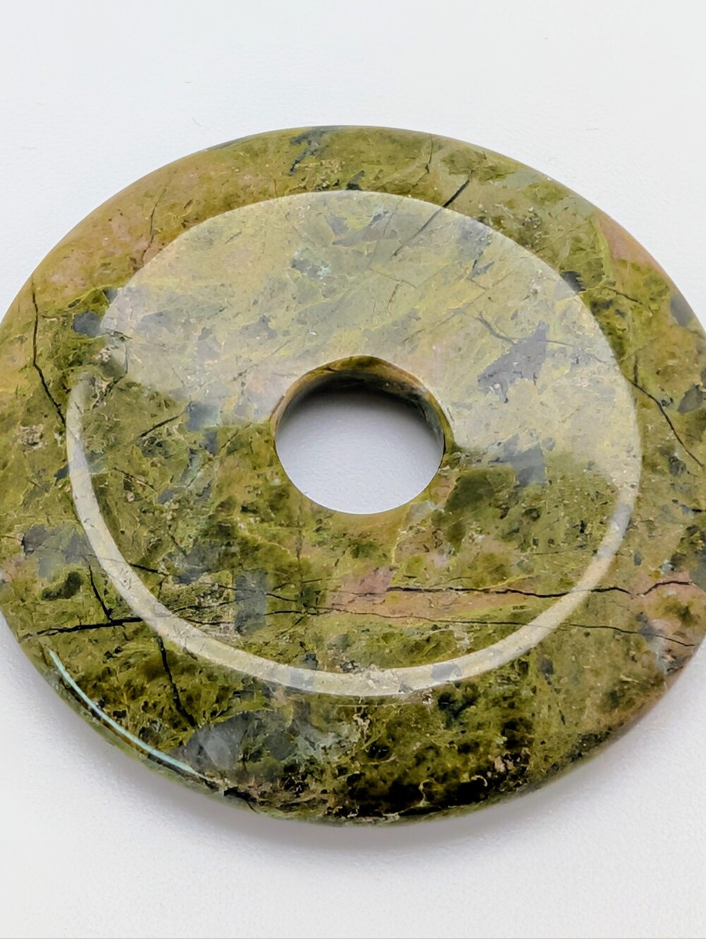 Green Jasper Donut Pendant - Picture 2 of 4